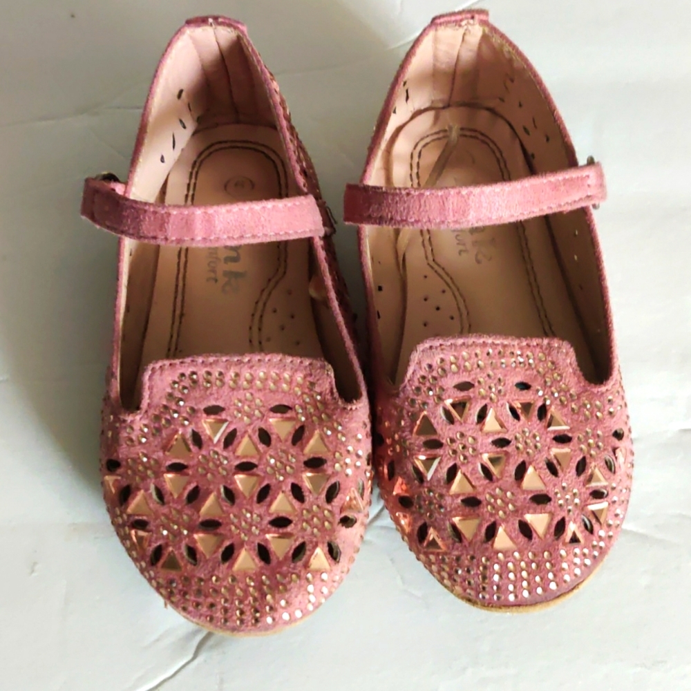 Link Comfort Toddler shoes Sz 5, pink w jewels